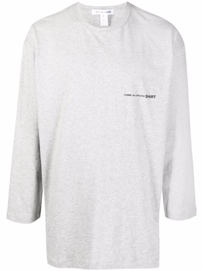 Comme Des Garçons Shirt Logo Long Sleeve Cotton T-shirt In Grey
