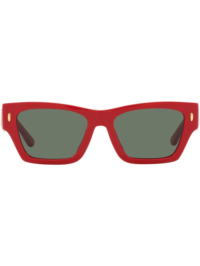 Tory Burch Rectangular Lense Sunglasses In Red. / Dark / Green