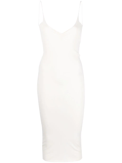 Dsquared2 Ruched Backless Midi Dress In Weiss