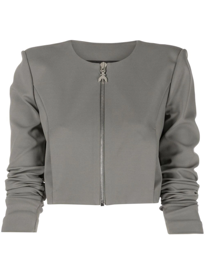 Patrizia Pepe Cropped Zip-up Jacket In Grau