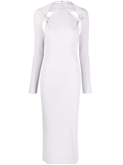 Jacquemus La Robe Nodi Knotted Cut-out Dress. In Grey