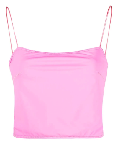 Jacquemus Cropped Square-neck Top In Rosa
