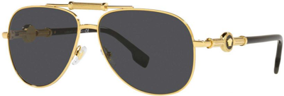 Versace Dark Grey Aviator Unisex Sunglasses Ve2236 100287 59