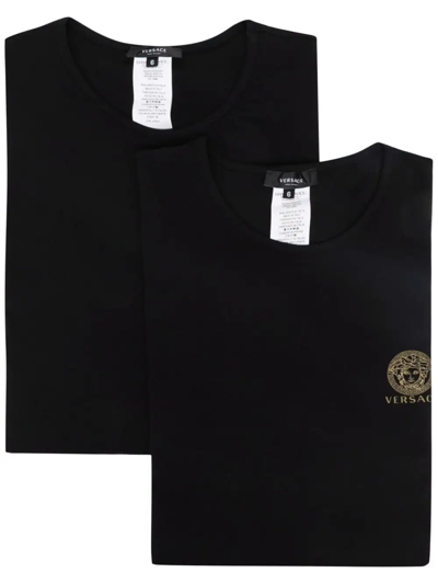 Versace Logo-print Long-sleeved T-shirt In Nero