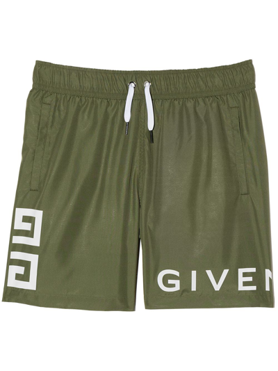 Givenchy Teen Logo-print Swim Shorts In Green