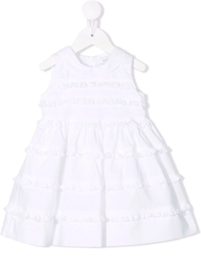 Monnalisa Babies' Ruffled Sleeveless Midi Dress In White