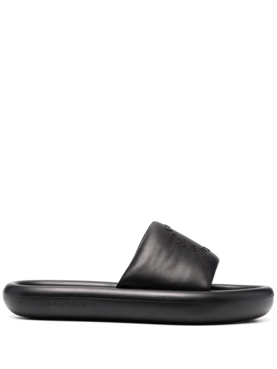 Stella Mccartney 35mm Air Slide Padded Faux Leather Flats In Black