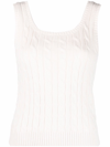 Ralph Lauren Cable-knit Scoop-neck Top In Neutrals