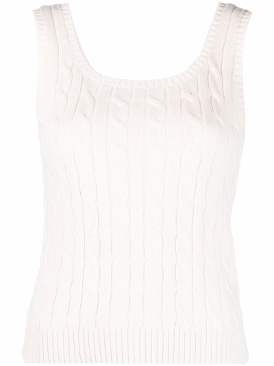 Ralph Lauren Cable-knit Scoop-neck Top In Neutrals
