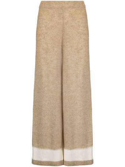 Fabiana Filippi Wide-leg Knitted Trousers In Beige