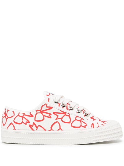 Comme Des Garcons Girl Bow-print Low-top Sneakers In White