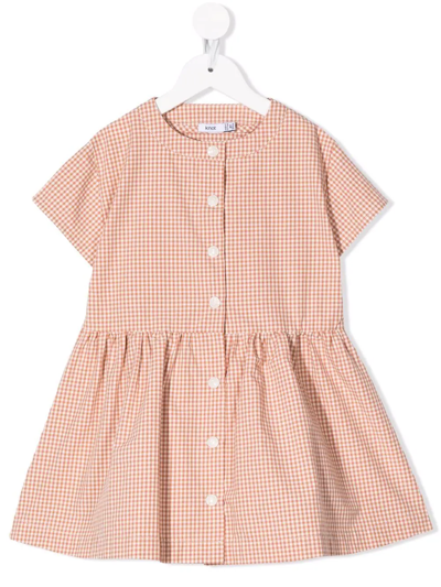 Knot Kids' Daylily Micro Checks-print Dress In Brown