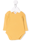 Knot Round Neck Long-sleeved Romper In Yellow