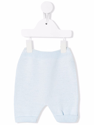 Little Bear Babies' Knitted Cotton Trousers In Blue