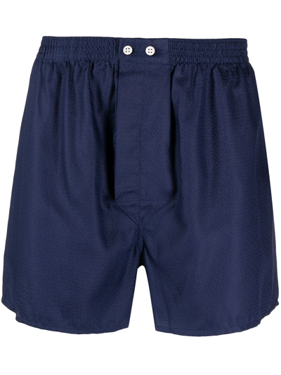 Derek Rose Classic Woven Cotton Jacquard Boxer Shorts In Blue,blue