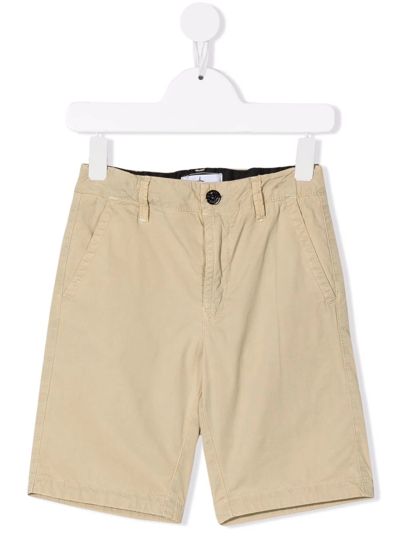 Stone Island Kids' Logo-patch Chino Shorts In Neutrals