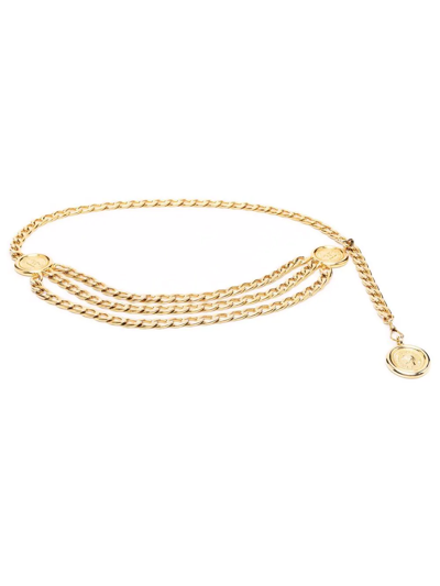 Pre-owned Chanel Mademoiselle Charm Chain Belt In Gold