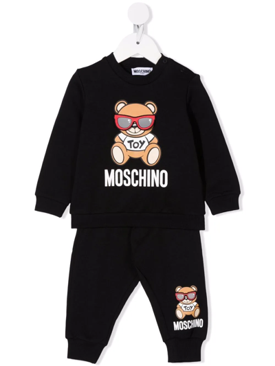 Moschino Babies' Logo-print Tracksuit Set In Black