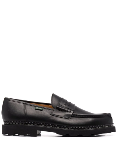 Paraboot Leather Penny Loafers In Black