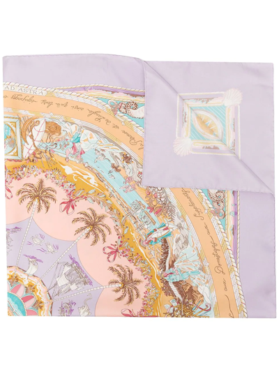 Pre-owned Hermes 2009  Per Astra Ad Astra Silk Scarf In Purple