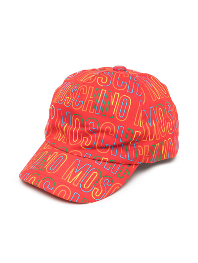 Moschino Kids' Teddy Bear Logo Cap In Red