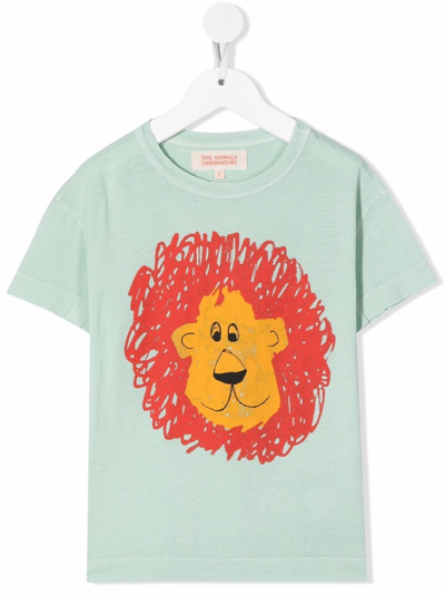 The Animals Observatory Tiger-print Short-sleeve T-shirt In Green