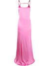 Jacquemus Mentalo Open-back Satin Maxi Dress In Pink
