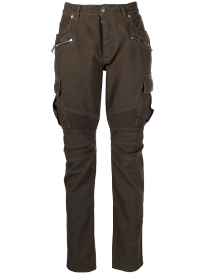 Balmain Skinny-fit Cargo Trousers In Green