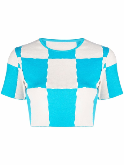 Jacquemus Patchwork Cropped Top In Blue