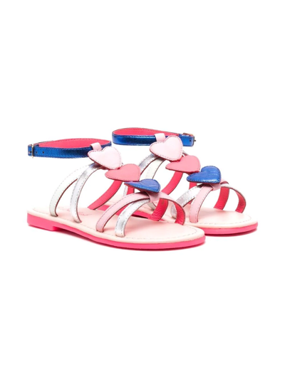 Billieblush Kids' Heart-patch Faux-leather Sandals In Pink