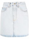 OFF-WHITE LOGO-PRINT DENIM SKIRT