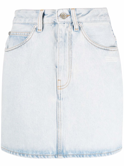 Off-white Logo-print Denim Skirt In Blue