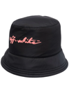 Off-white Pink Logo-print Bucket Hat Black In Black