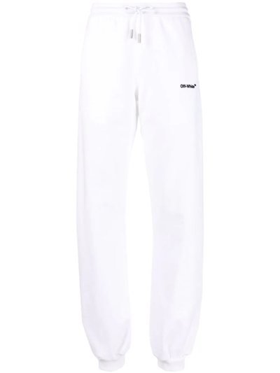 Off-white Logo-embroidered Track Pants In White