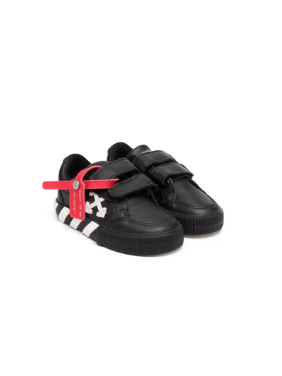Off-white Boy's Arrow Stripe Leather Low-top Sneakers, Toddler/kids In Black