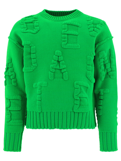 Bottega Veneta Nylon Sweater With Embossed Logo In Green