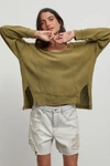 Urban Outfitters Uo Rebel Raw-edge Long Sleeve Tee In Olive