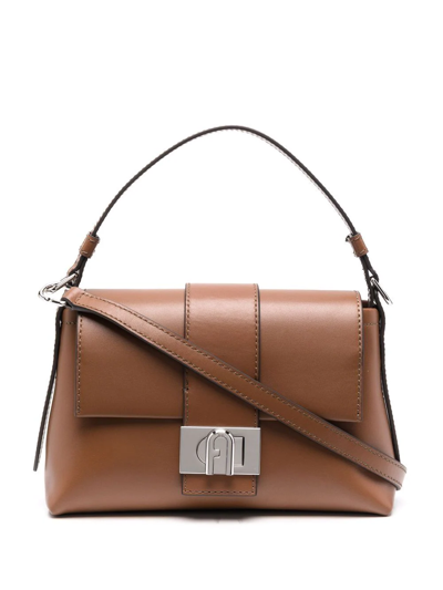 Furla Charlie Leather Tote Bag In Brown