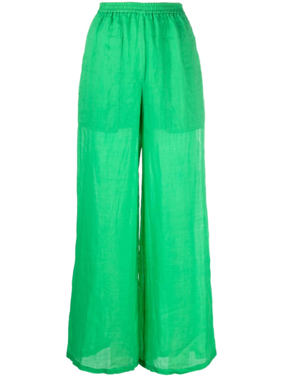Nude High-waisted Trousers In Green