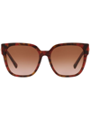 Valentino Oversized Square Gradient Sunglasses In Red Havana