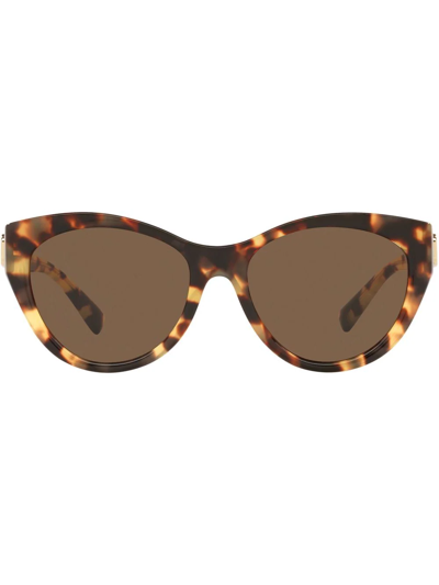 Valentino Tortoiseshell-effect Cat-eye Sunglasses In Havana/brown