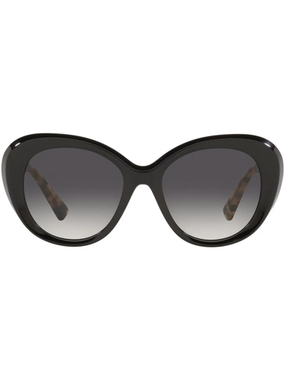Valentino Oversized Tortoiseshell Sunglasses In Black / Grey
