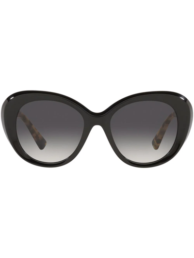 Valentino Oversized Tortoiseshell Sunglasses In Black / Grey  display picture 2