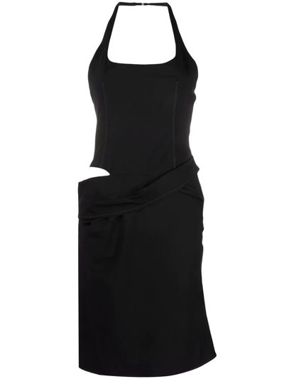 Jacquemus La Robe Hielo羊毛绕颈连衣裙 In Black