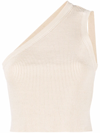 Jacquemus Asymmetrical Crop Top In Neutrals