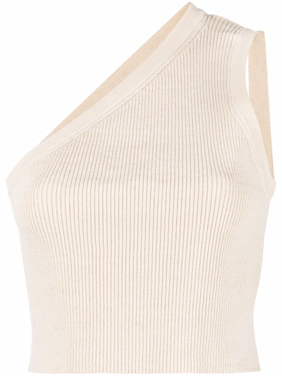 Jacquemus Asymmetrical Crop Top In Light Beige