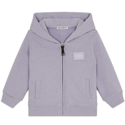 Dolce & Gabbana Kids' Logo-patch Cotton Hoodie In Purple