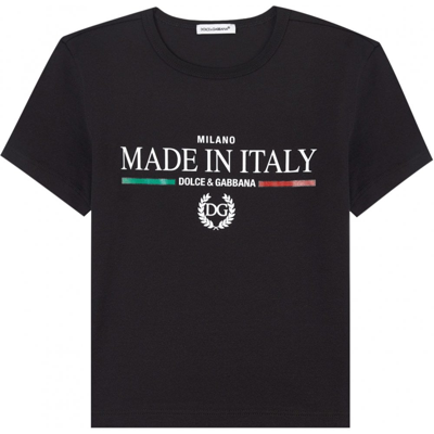 Dolce & Gabbana Kids' Logo Print T-shirt In Black