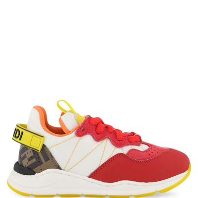 Fendi Kids' Logo Panel Colour Block Sneakers In Multi Coloured