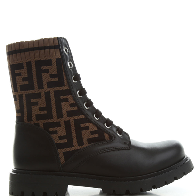 Fendi Kids'  Girls Ff Logo Ankle Boots Black